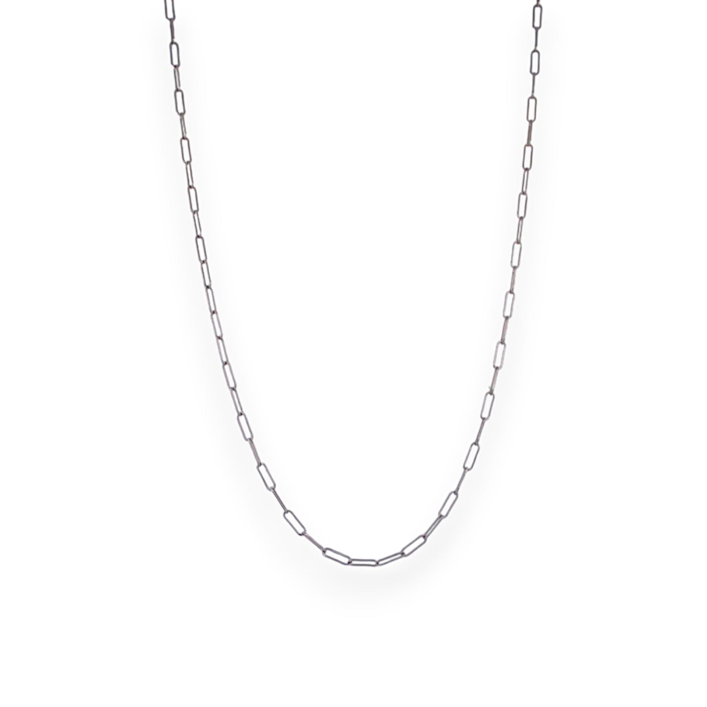 18k White Gold Paperclip Chain Necklace with Lobster Clasp