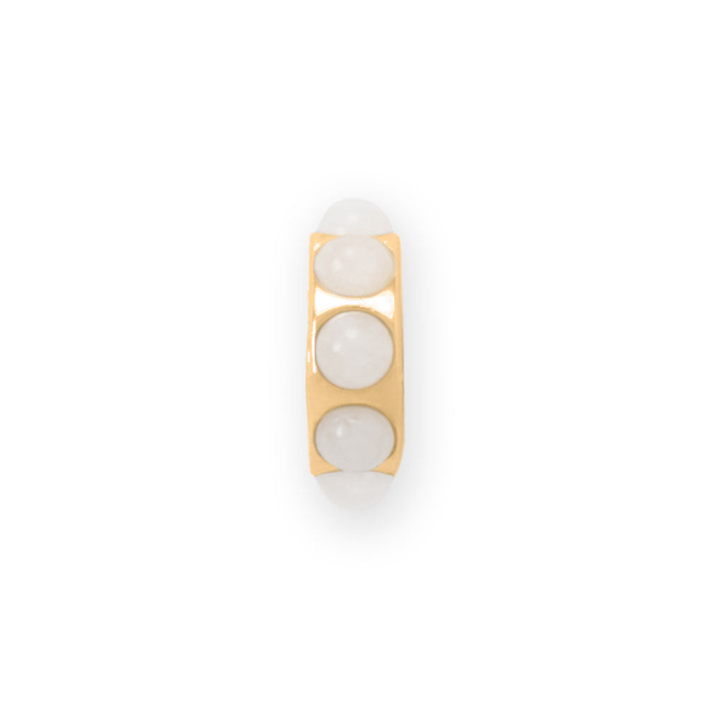 14 Karat Gold Plated White Jade Wheel Bead Charm