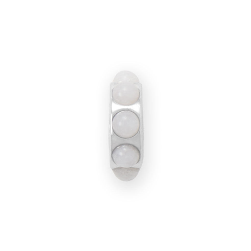 Rhodium Plated White Jade Wheel Bead Charm