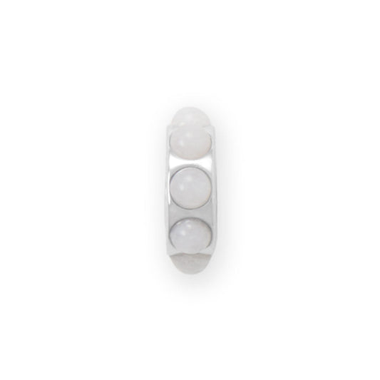 Rhodium Plated White Jade Wheel Bead Charm