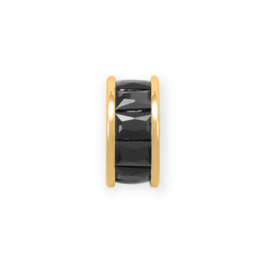 14 Karat Gold Plated Black CZ Wheel Bead Charm
