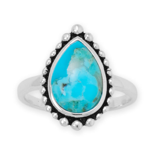Oxidized Turquoise Bead Edge Ring