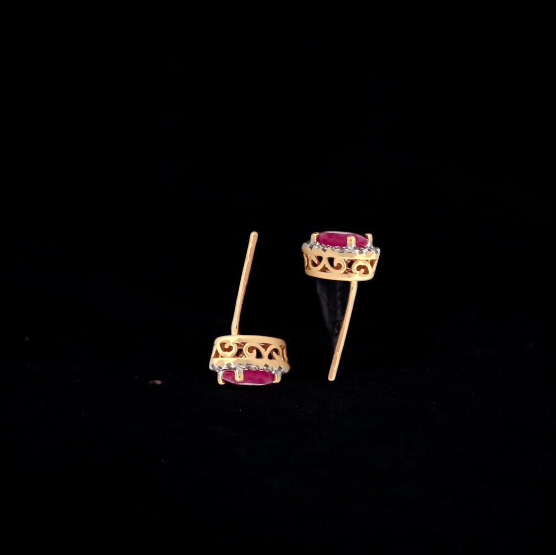 Bonnie | Ruby & Diamond Stud Earrings | 14k Yellow Gold Stud Earrings With 1 Carat Of Natural Rubies And .15 Ctw Of Diamonds