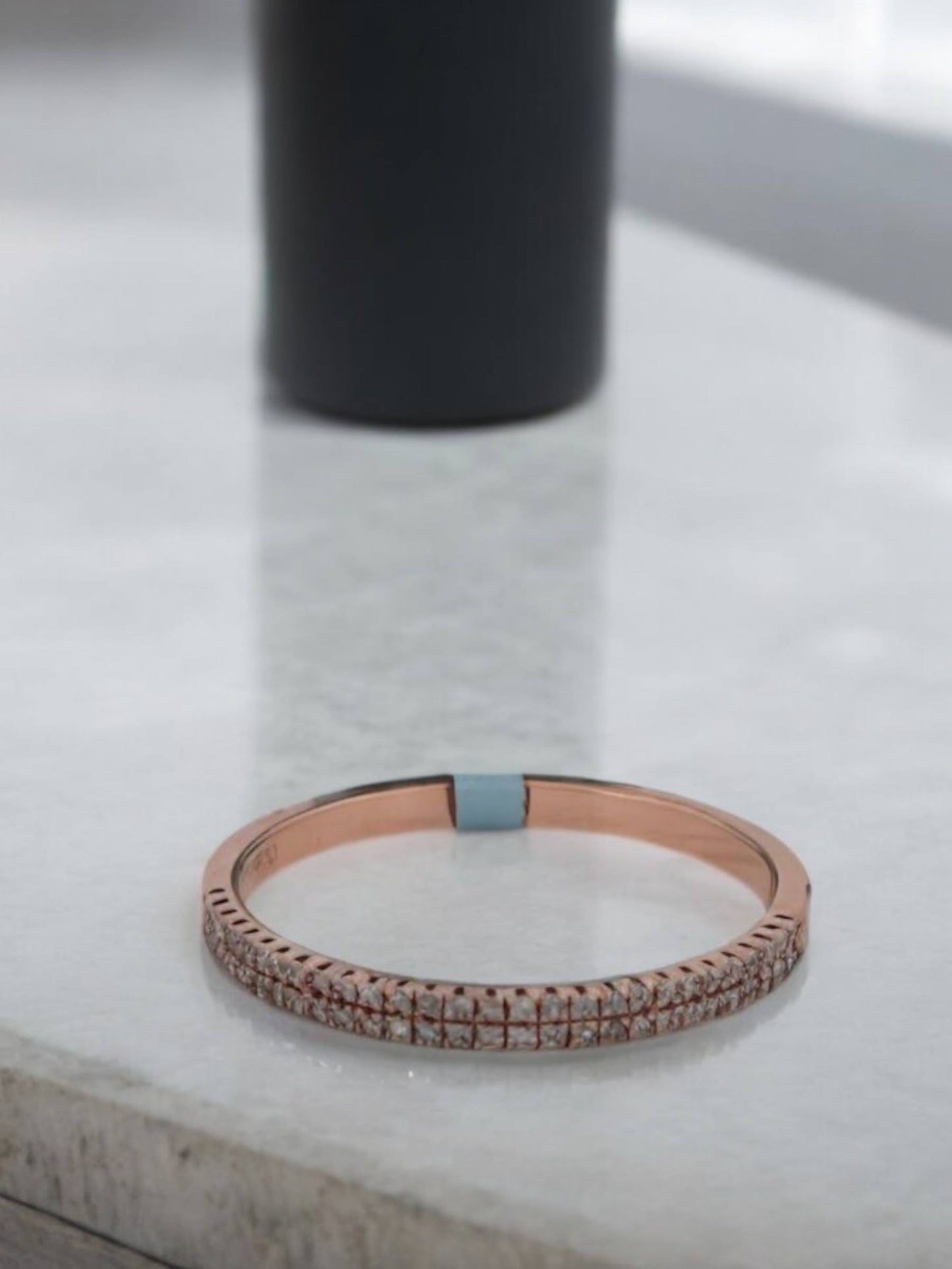 Erin | 10k Rose Gold Double-Stacked Band with .15 ctw Petite Natural Diamonds (Size 7)