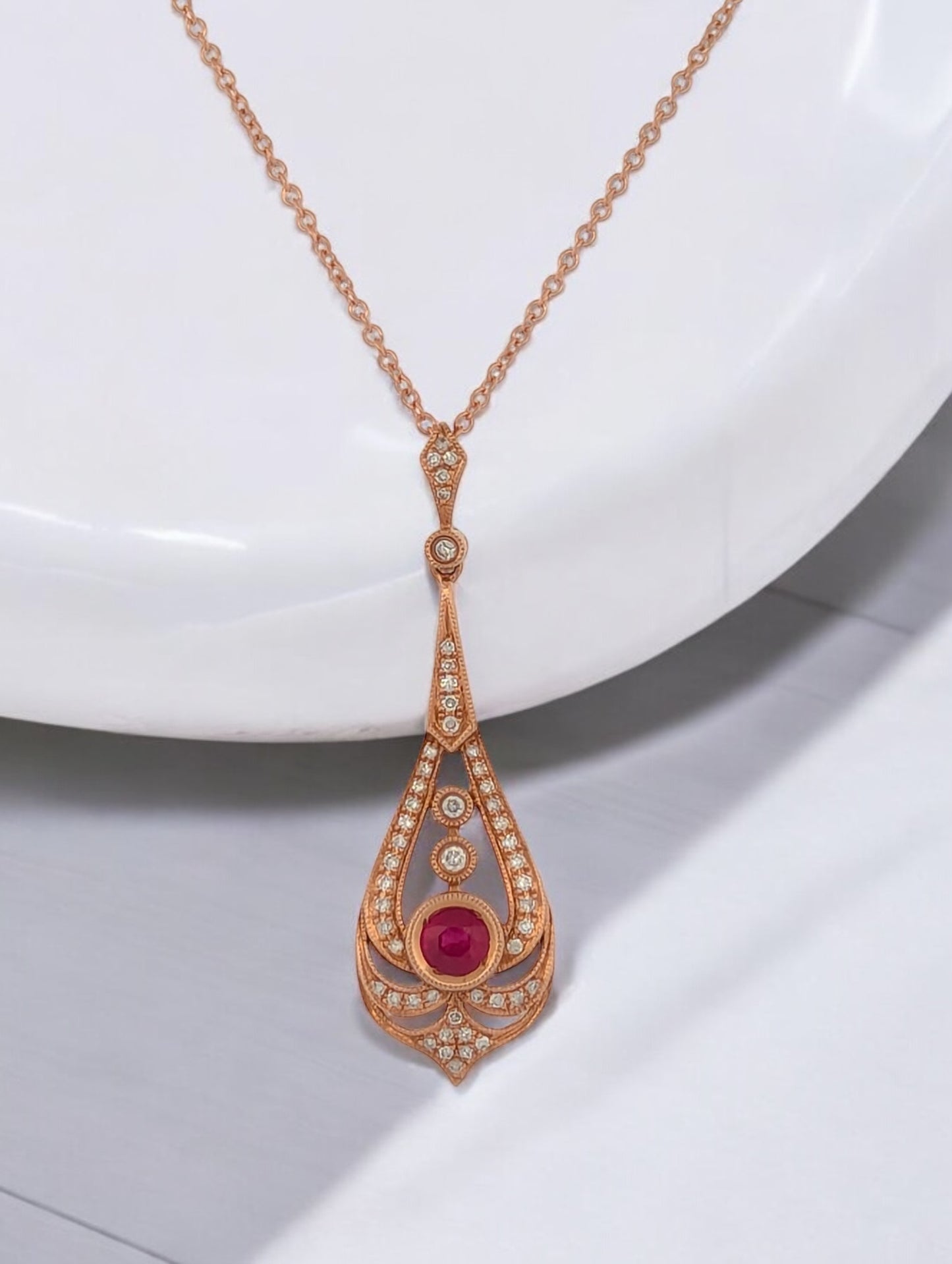 Calypso | 14K Rose Gold | Ruby and Diamond | Necklace