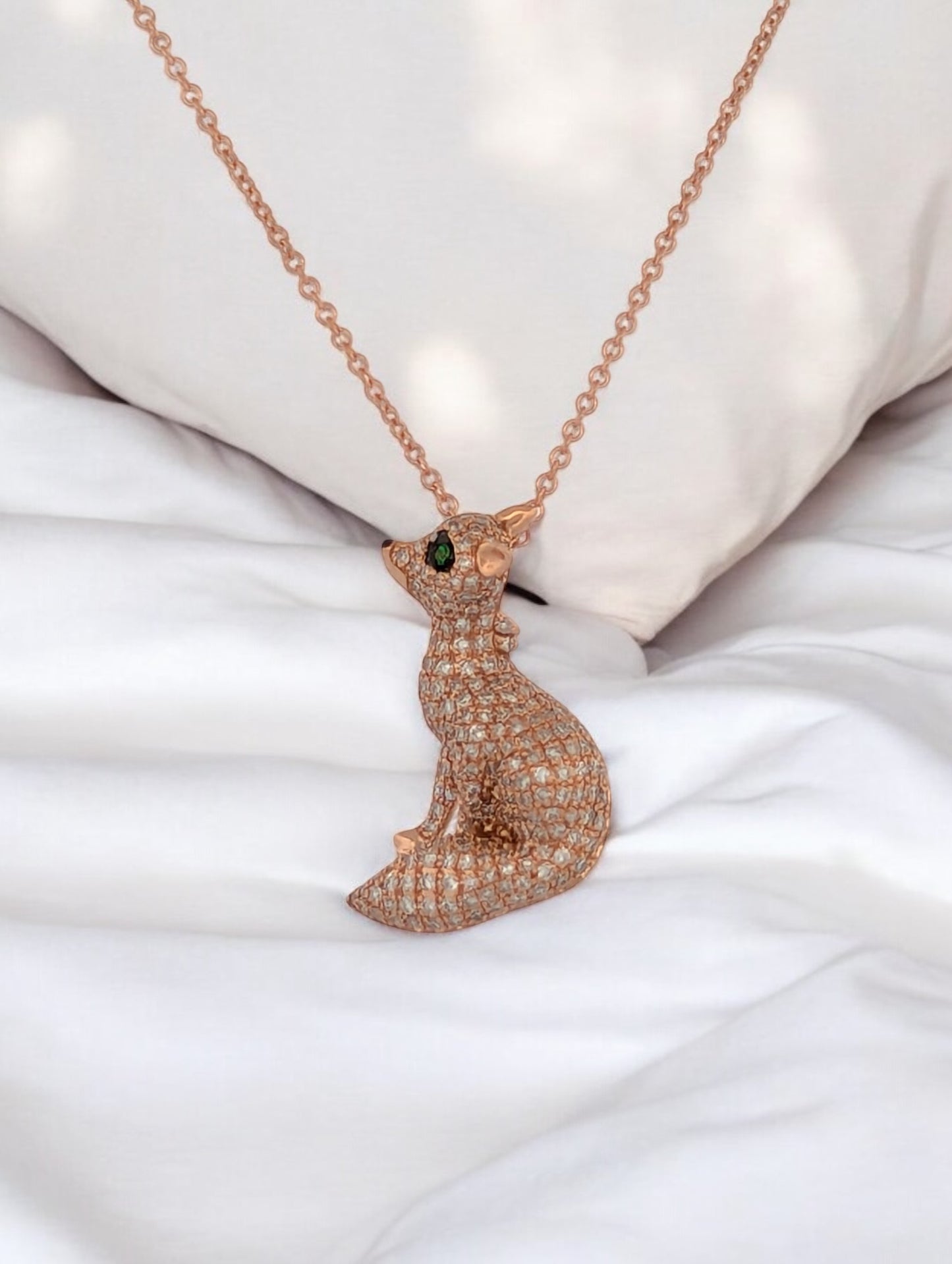 Forest | 14k Rose Gold | Tsavorite and Diamond | Necklace