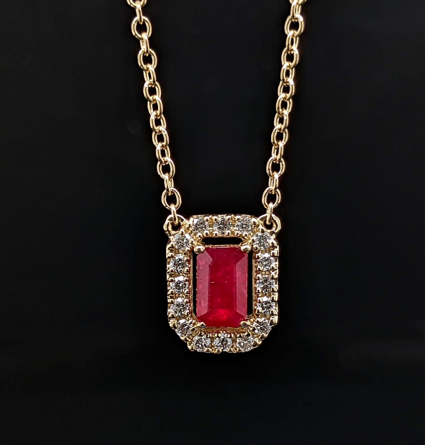 Monroe - 14k Yellow Gold, Ruby, and Diamond Necklace