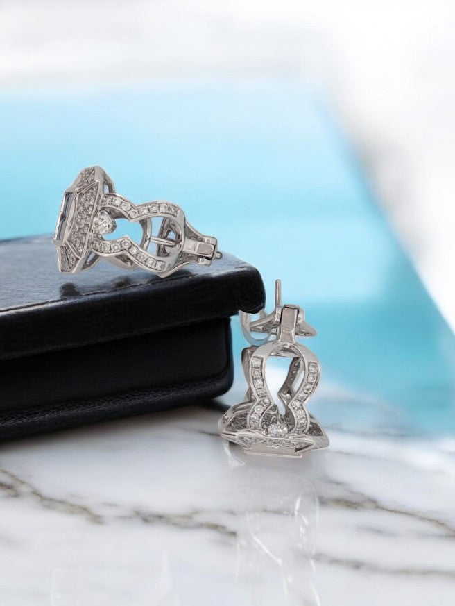 Meredith | 18k White Gold Earrings with Secure Omega Backs