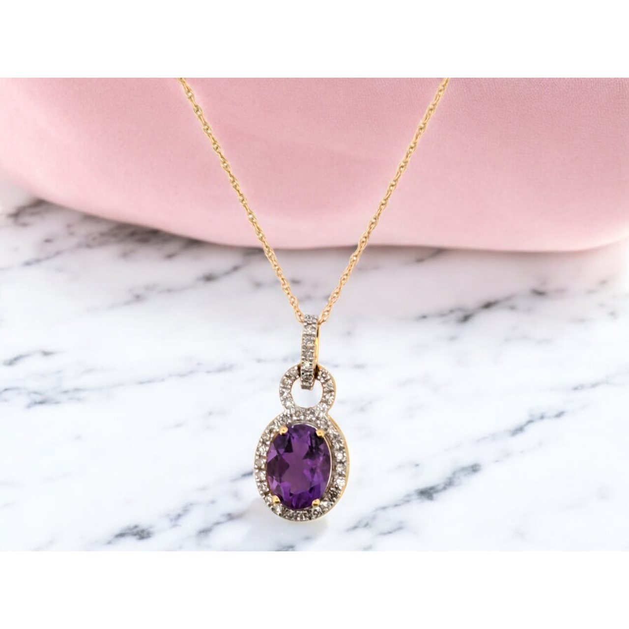 Storm | 10k Yellow Gold | Amethyst and Diamond | Necklace