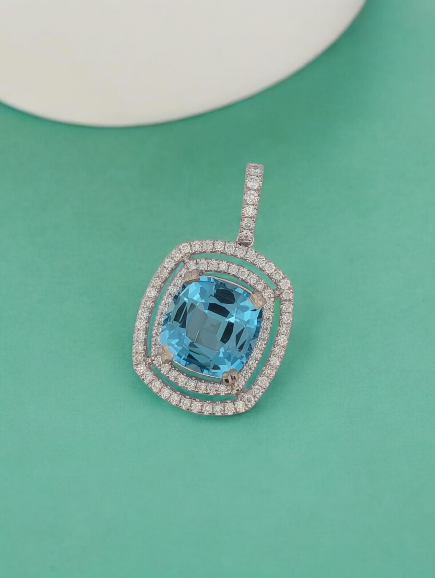 Madrigal 14k White Gold Pendant with 3.00 ct Aquamarine & 1.00 ctw Natural Diamonds