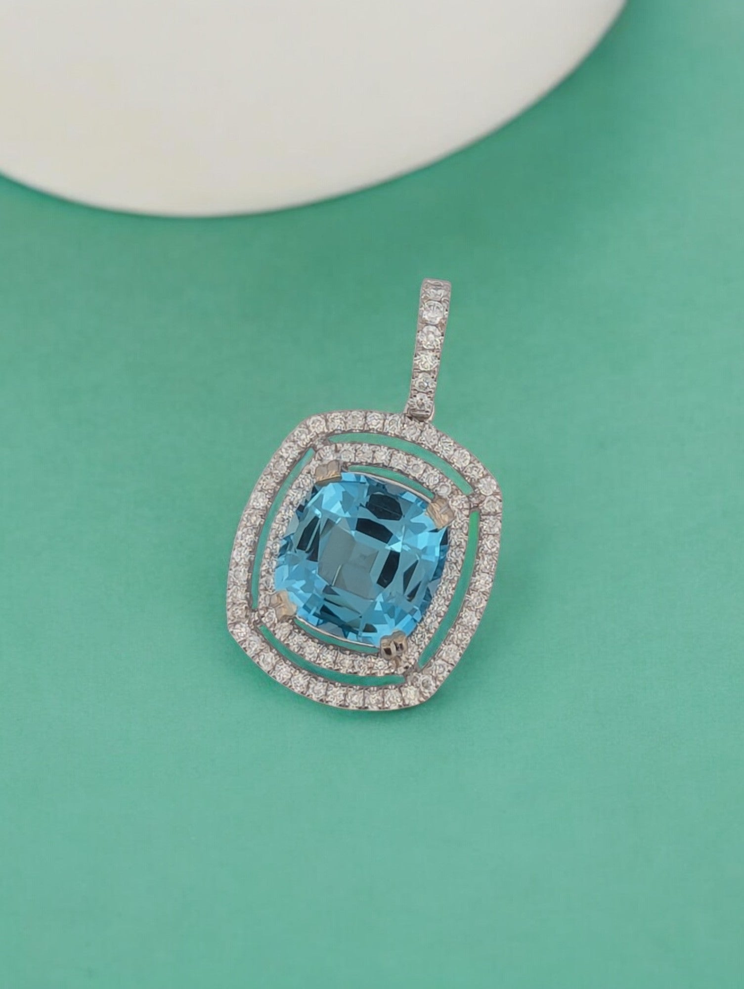 Madrigal 14k White Gold Pendant with 3.00 ct Aquamarine & 1.00 ctw Natural Diamonds