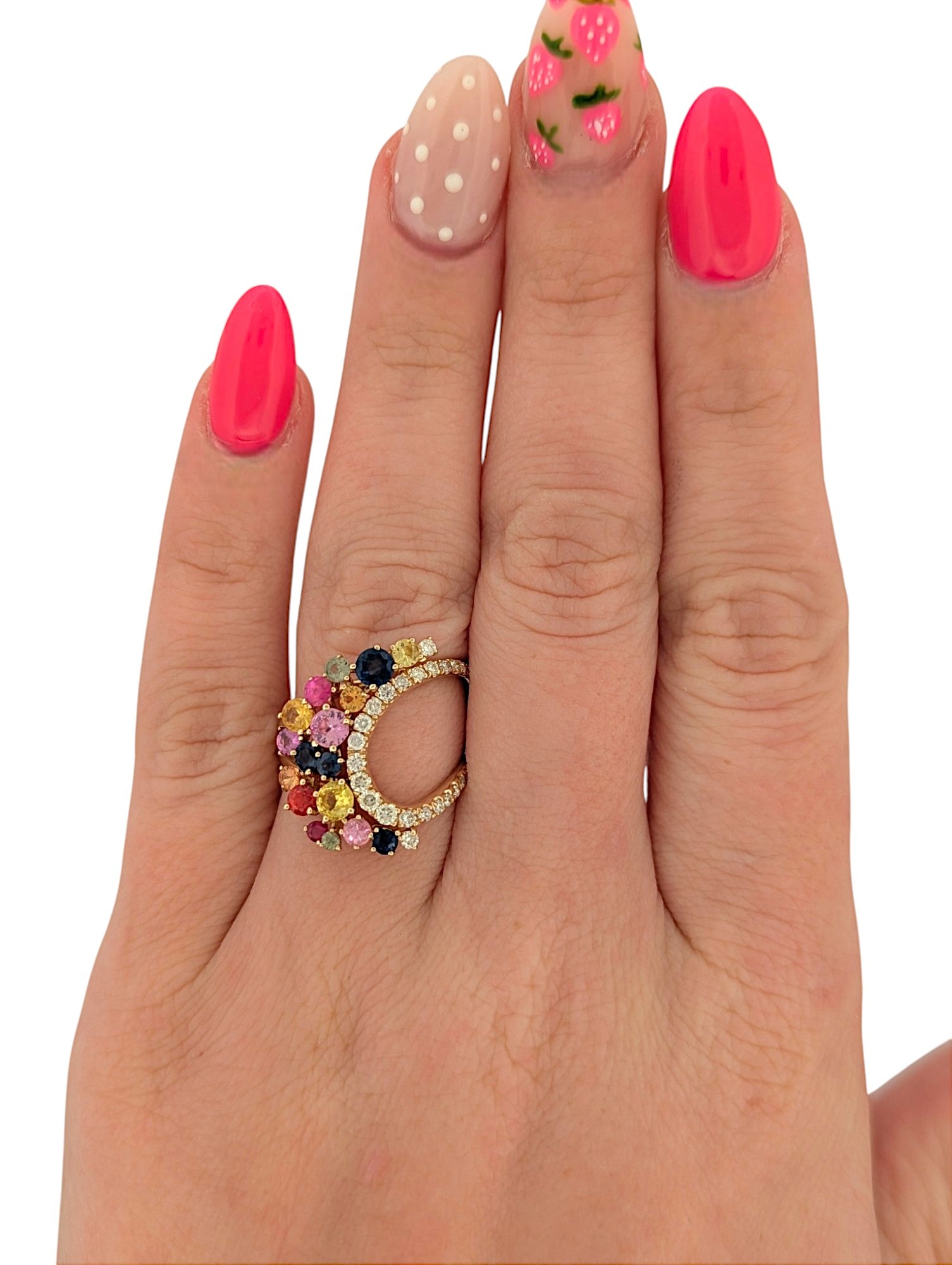 14k Yellow Gold Ring with 2.20 ct Colored Sapphires & .40 ctw Diamonds – Size 7.25