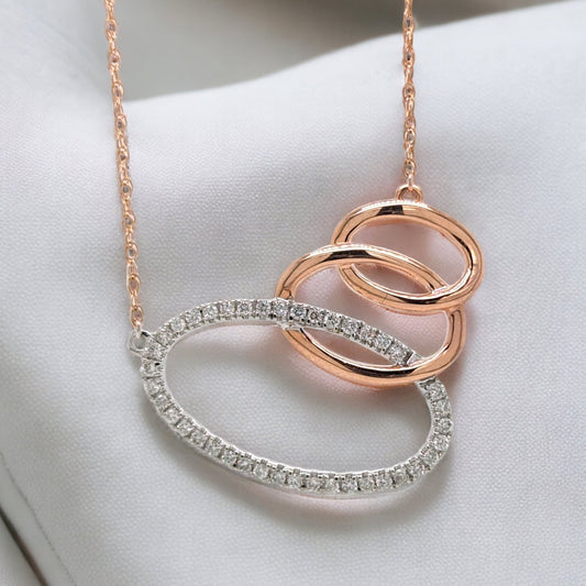 Bonnie - 14k Rose & White Gold Diamond Necklace