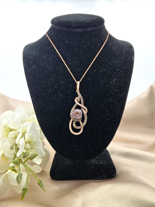 Savannah | 14k Rose Gold | Amethyst & Natural Diamond | Necklace