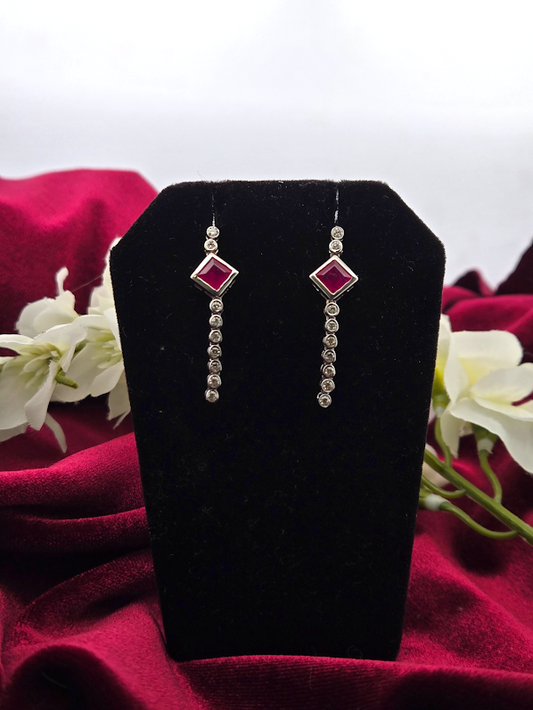 Perry | 14k White Gold | Ruby & Diamond | Earrings