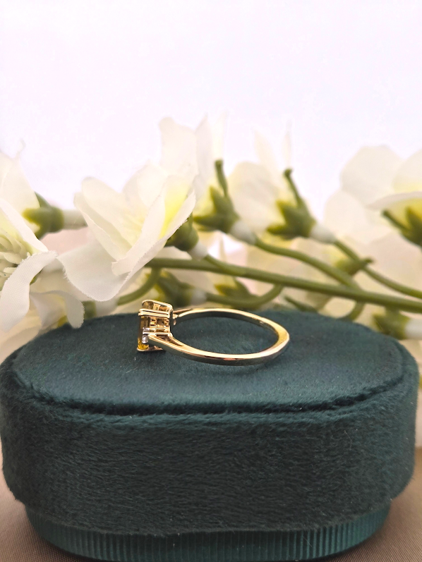 Cindy | 10k Yellow Gold | Citrine and Natural Diamond | Ring