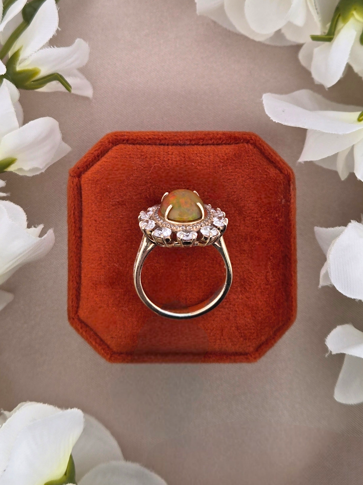 Holly | 14k Yellow Gold | Opal & Lab Diamond | Ring