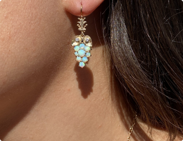 The Grapa: Vintage Opal Earrings with Diamonds