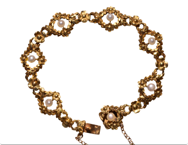 The Grenoble: French Art Nouveau Bracelet with Pearls in Yellow Gold