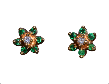 The Villanueve: Vintage Diamonds and Emerald Cluster Earrings