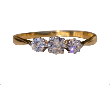 The Tammin: Old European Cut Natural Diamond Antique Three Stone Ring