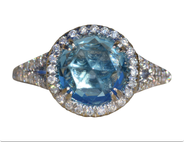 The Merced: Ladies 14K Topaz and Diamond Halo Ring