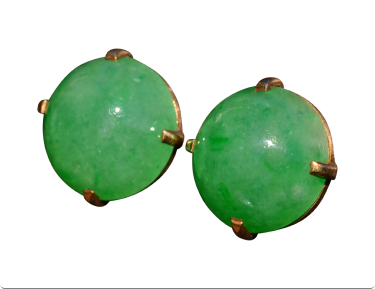 The Thorenc Station: Vintage Jadeite Jade Earrings in Yellow Gold