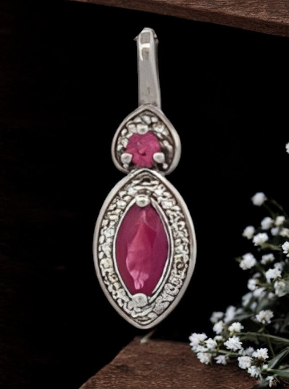 Daphne | White Gold Necklace with Natural Rubies and Diamonds on an 18" Chain