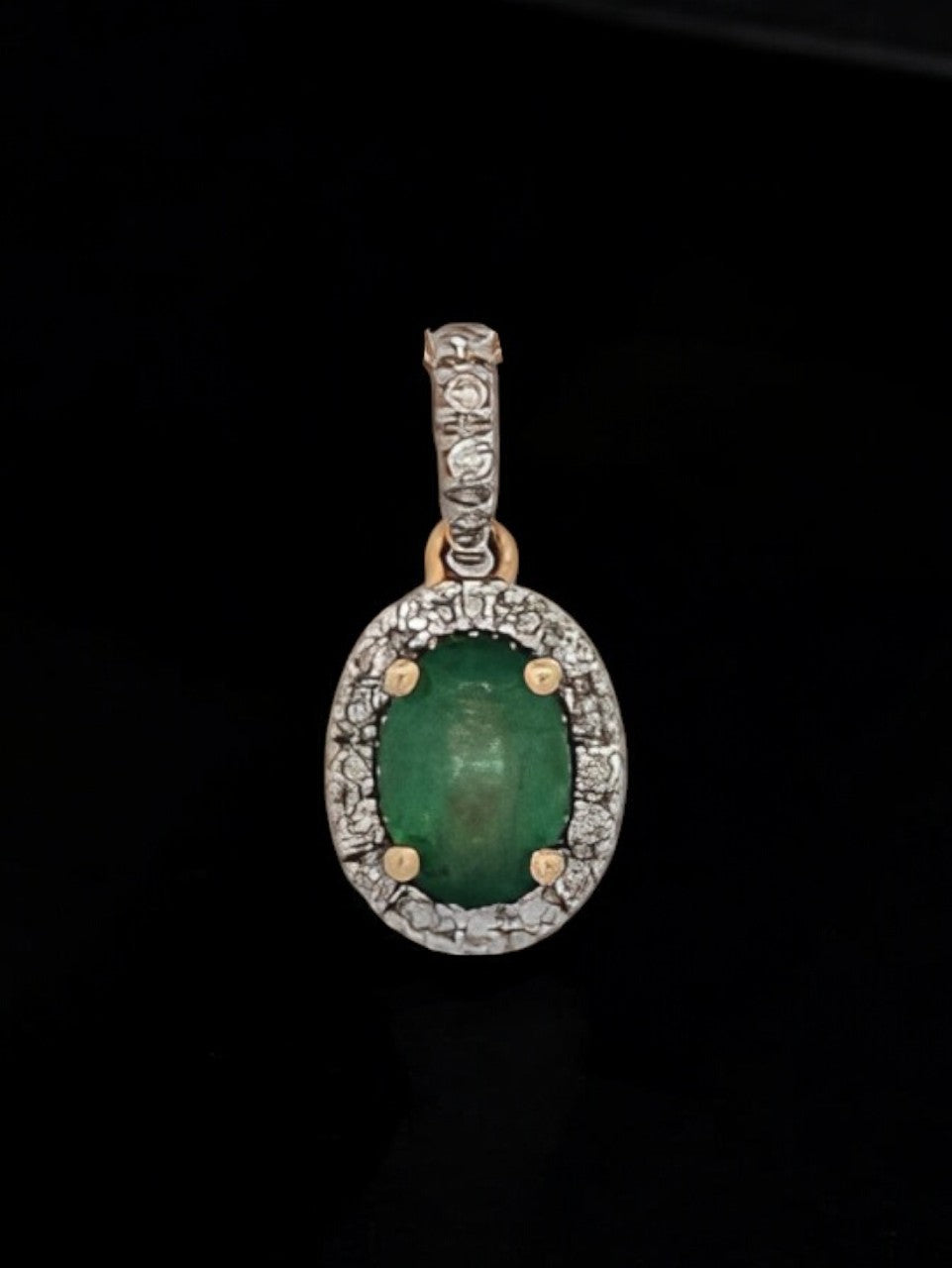 Eleanor 14k Yellow Gold Emerald Necklace| Diamond Necklace in Halo Setting|1 Carat Emerald and 1/4 ctw of Natural Diamonds