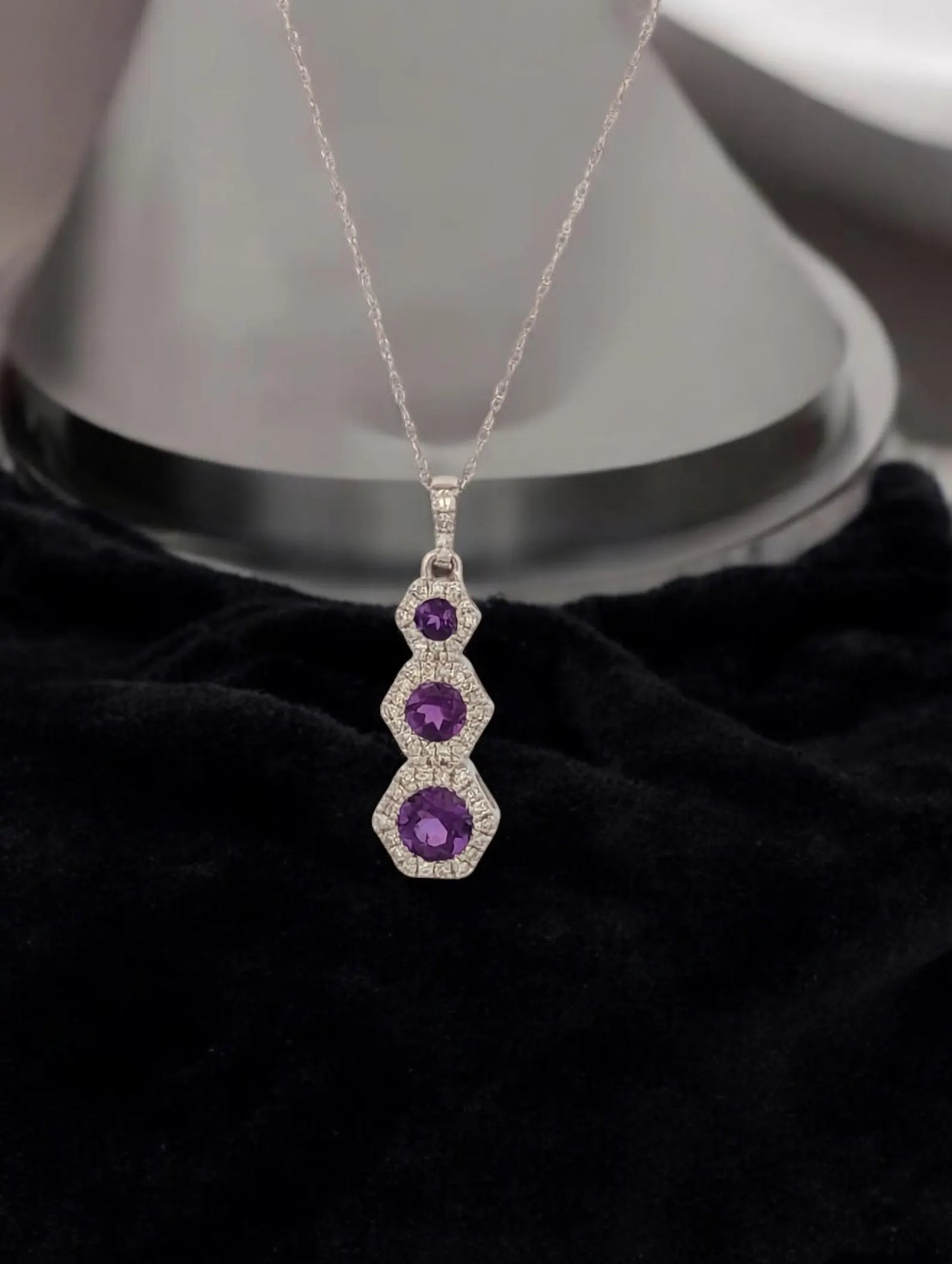 Matisse | 10k White Gold | Amethyst and Natural Diamond | Necklace