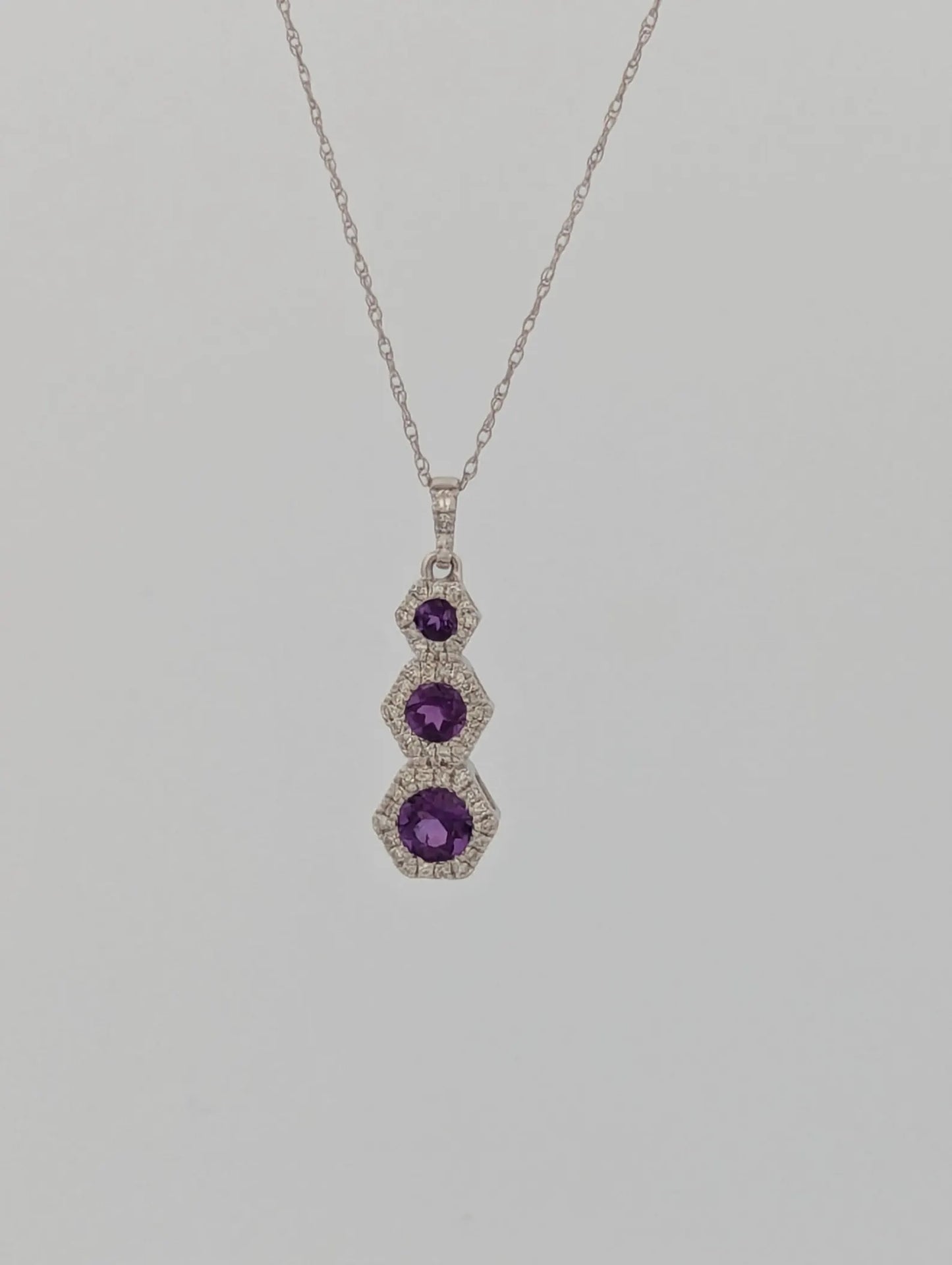 Matisse | 10k White Gold | Amethyst and Natural Diamond | Necklace
