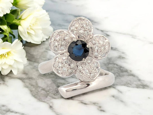 Florence | Platinum | Sapphire and Natural Diamond | Ring