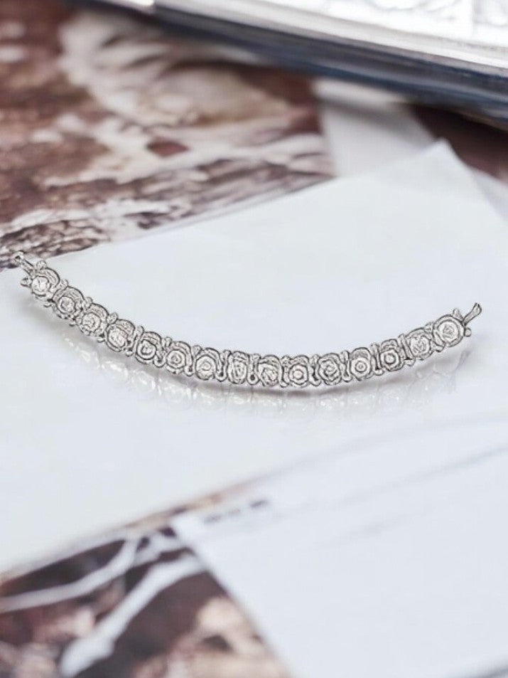 Lola 14k White Gold Diamond Bar Necklace 1/4 Ctw| Diamond Bar Pendent| Pave Diamond Necklace