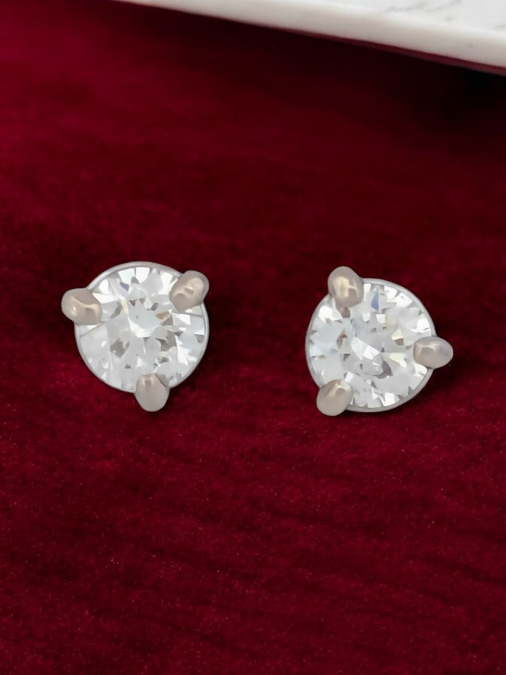 Annabelle .40 Ctw Natural Diamond Stud Earrings| 14k White Gold Martini Style Mountings| 3 Prong Earrings