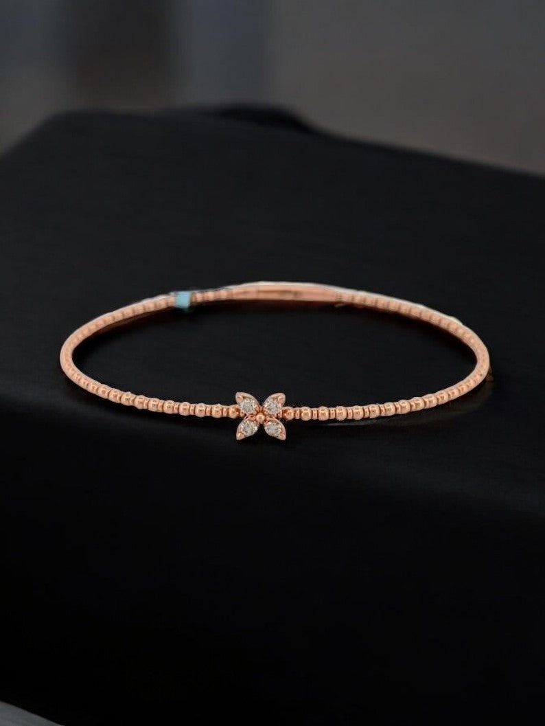 Frances 14k Rose Gold| .17 CTW Diamond Butterfly Bracelet| Dainty Butterfly Bracelet|Solid Gold Butterfly Charm Bracelet