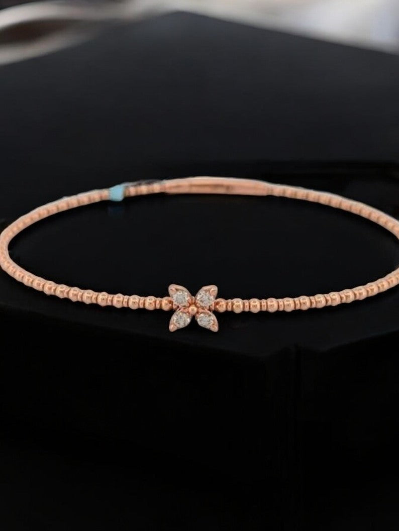 Frances 14k Rose Gold| .17 CTW Diamond Butterfly Bracelet| Dainty Butterfly Bracelet|Solid Gold Butterfly Charm Bracelet