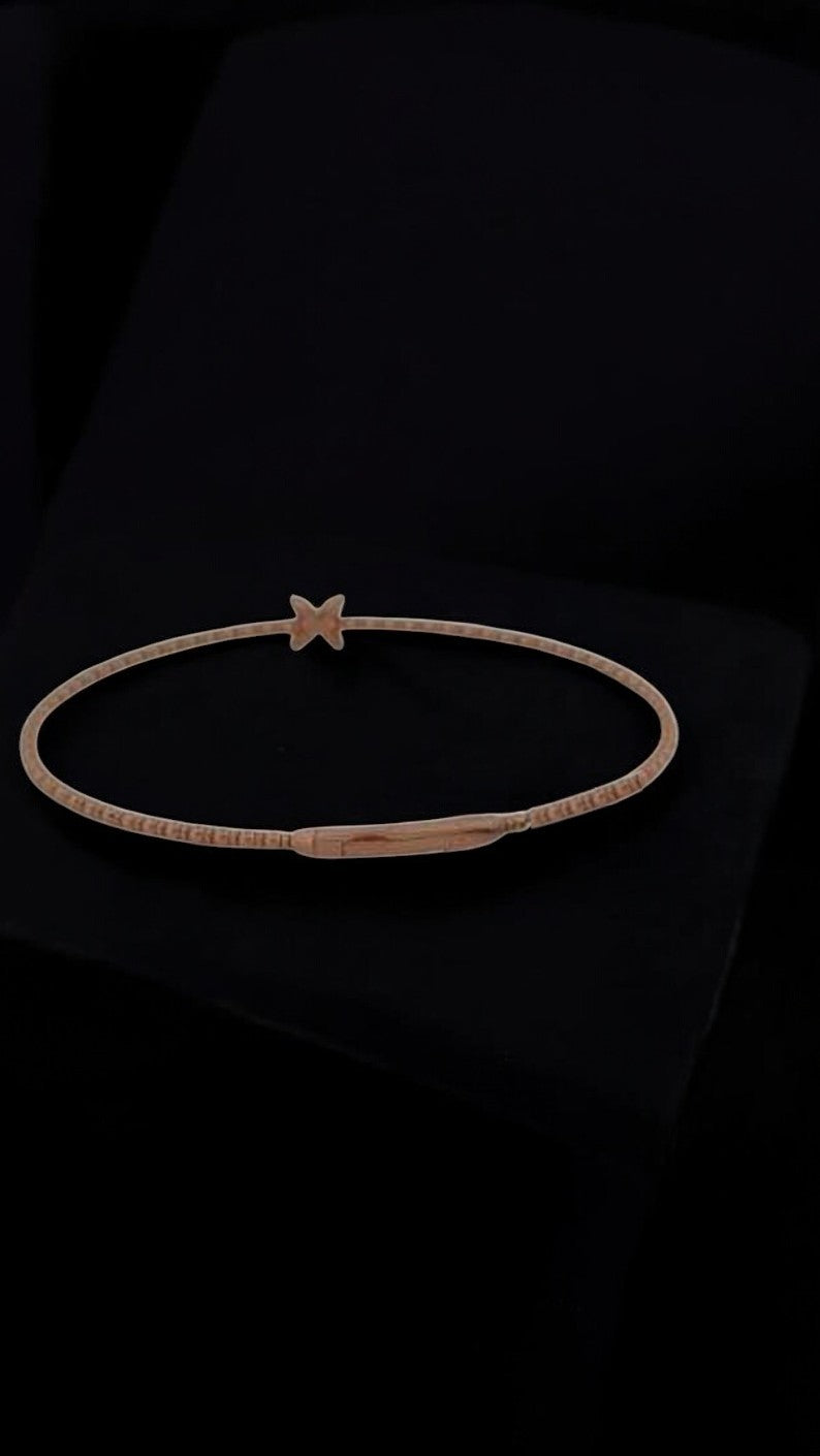 Frances 14k Rose Gold| .17 CTW Diamond Butterfly Bracelet| Dainty Butterfly Bracelet|Solid Gold Butterfly Charm Bracelet