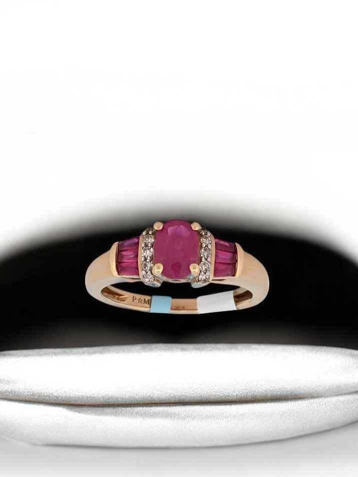 Gertrude Natural Ruby & Diamond Rings | 14K Yellow Gold Ruby Ring| Red Ruby Engagement Ring| Dainty Ruby Ring