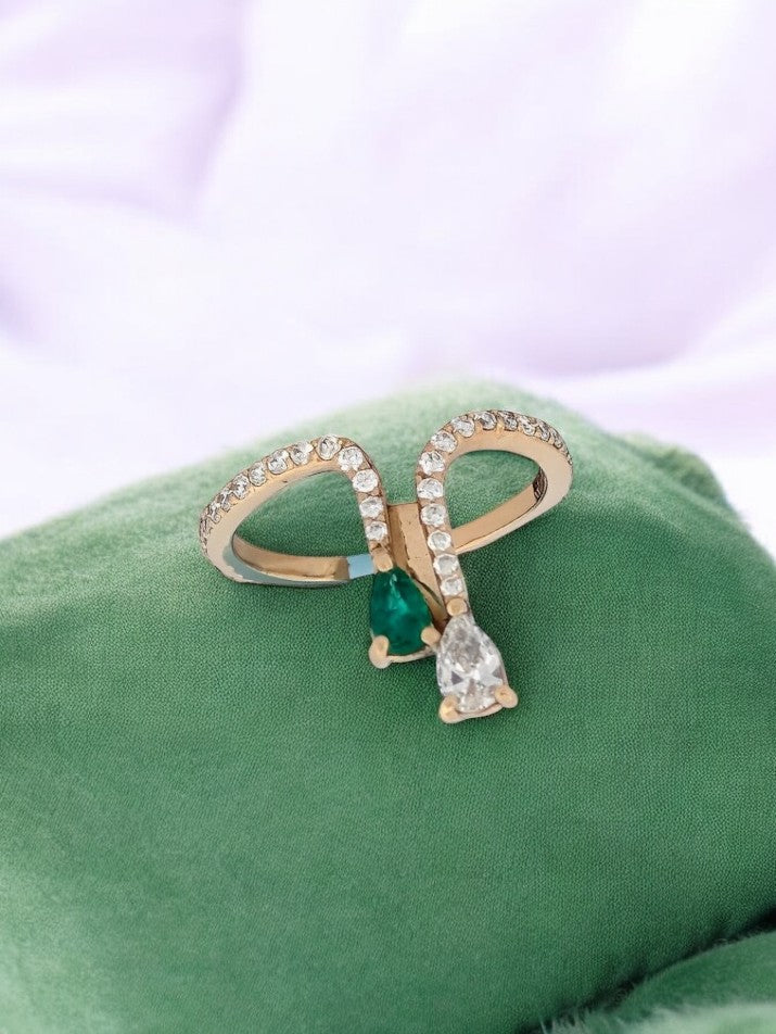 Gladys Natural Emerald Ring| 14k Solid White Gold .20 ctw Diamond| White Gold Emerald & Diamond (Copy)