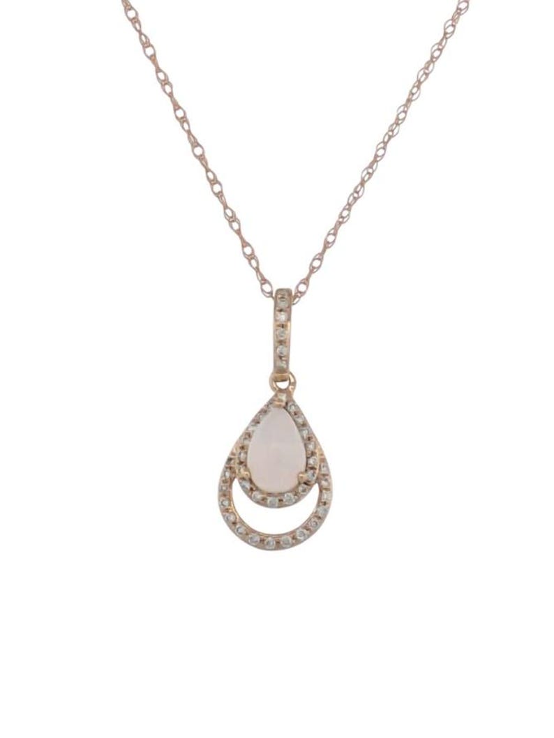 Christine | 14k Yellow Gold & Natural Australian Opal Necklace with Diamonds – Elegant 18" Chain