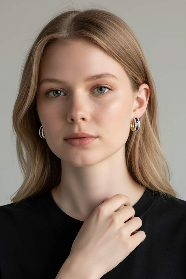 Elena | 14k Yellow Gold | Sapphire & Natural Diamond | Earrings