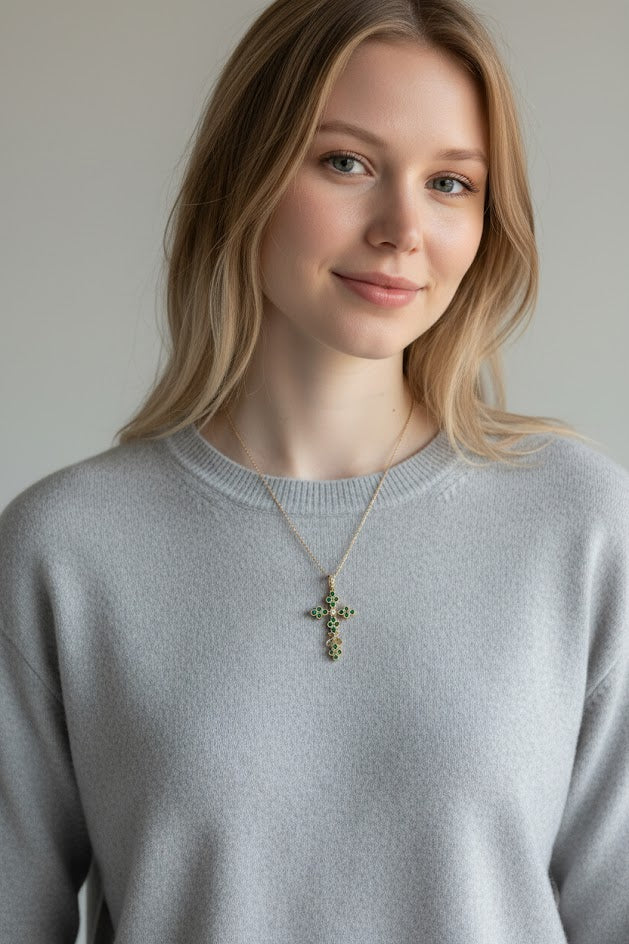 Camille | 14K Yellow Gold | Emerald & Natural Diamonds | Pendant