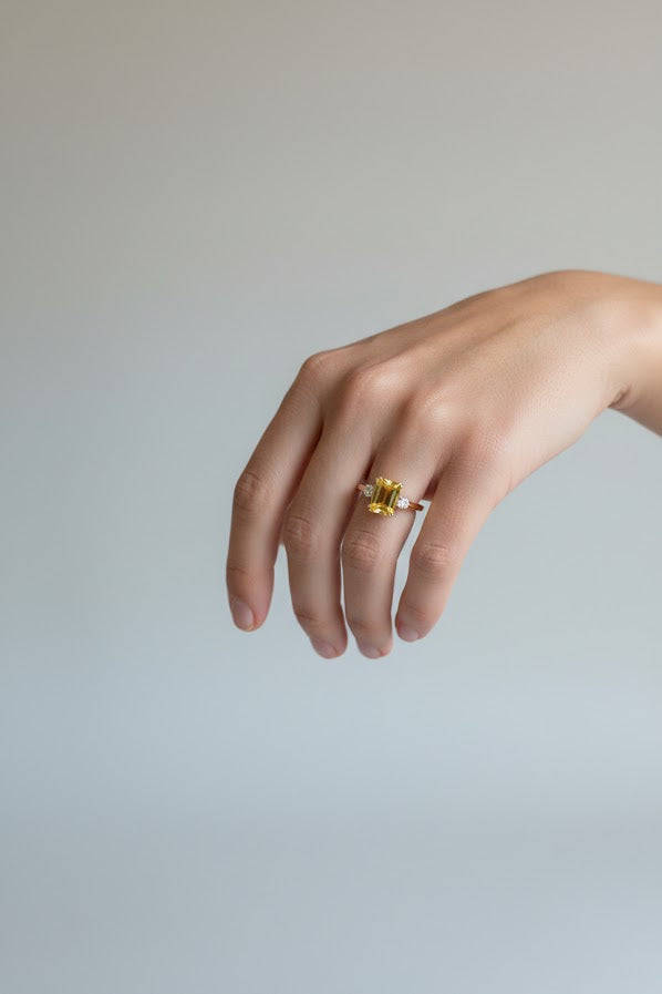 Cindy | 10k Yellow Gold | Citrine and Natural Diamond | Ring