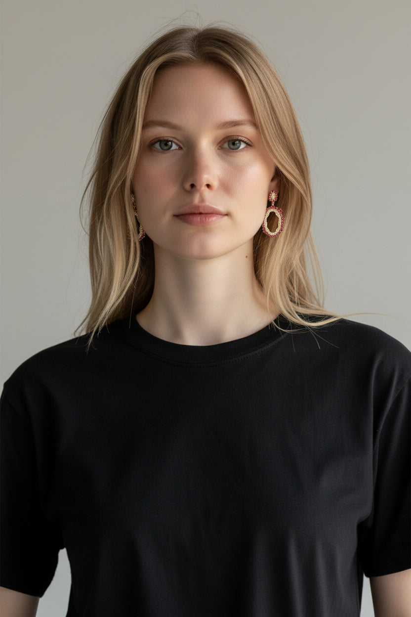 Sorrel | 14K Yellow Gold | Ruby and Diamond | Earrings